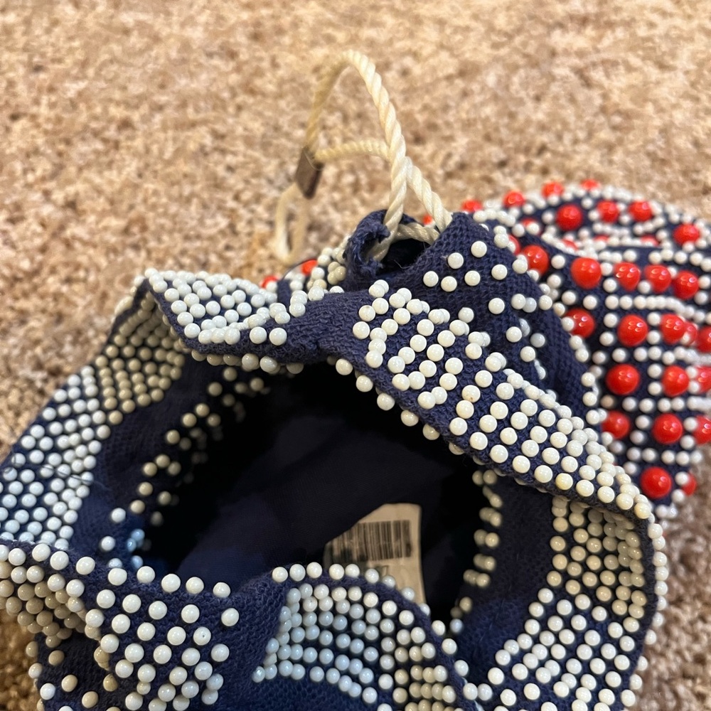 Beaded wristlet bag drawstring  1970’s purse multicolor lightweight tote Vintage - Picture 5 of 8